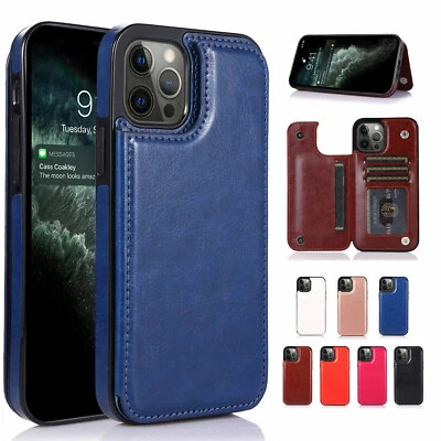 Funda tipo billetera magnética de cuero para iPhone 14 Plus 13 12 Pro Max 11 Foto 1 de 4