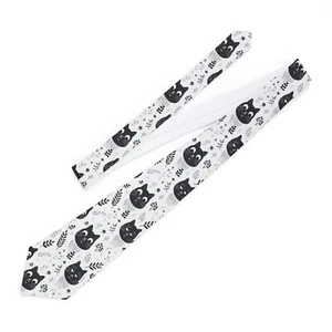 Cat Black and White Necktie Stylish Feline Pet Lover Men Formal Wedding Novelty - Picture 1 of 5