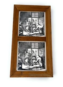De Stoelenmaker Transfer Art Print Tile Framed Chair Maker Jan Luyken B Set of 2 - Picture 1 of 5