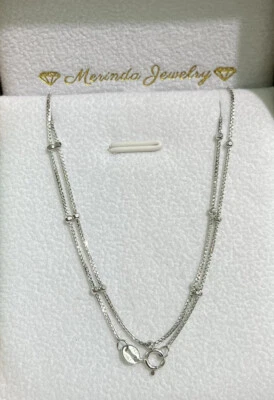 18k Solid White Gold Thin Shiny Italy Chain Necklace. 16 Inches. 1.95 Grams - Image 1 of 4
