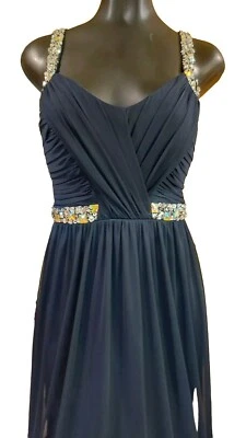 City Triangles Formal Navy Blue Pleated Gown Prom Long Size 9 - Image 1 of 4