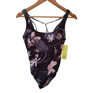 Neu mit Etikett All in Motion einteiliger Badeanzug Gr. Small schwarz Blumenmuster Boho Strand Schlankmacher - Bild 1 von 4