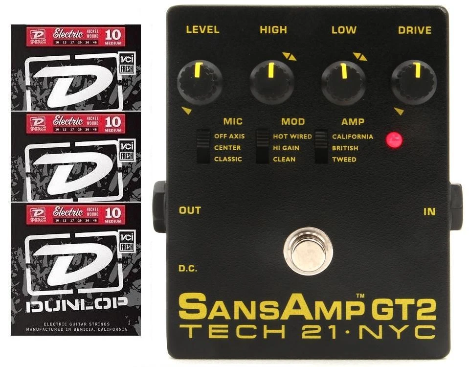 Tech 21 NYC Sansamp GT2 Preamp Stomp Box Record Direct Analog ( 3 STRING SETS) - Image 1 of 1
