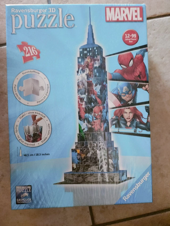 Empire State Building Puzzle 3D Marvel Ravensburger nuovo 216 pezzi spiderman - Immagine 1 di 1