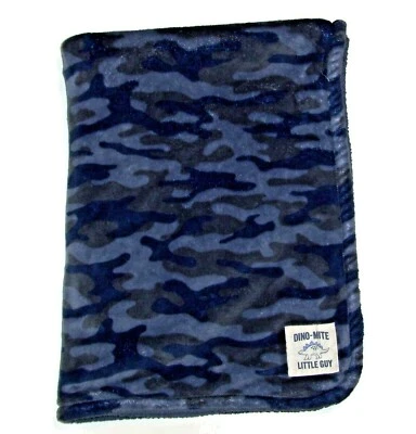 Carters Dino Mite Blue Camo Dinosaur Patch Baby Blanket Sherpa Little Guy - Image 1 of 2