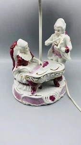 Victorian Table Lamp With Woman On Piano and Man With Violin 20 Inches Vintage - Picture 1 of 19