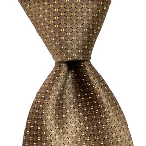 Corbata para hombre ERMENEGILDO ZEGNA ***** 100 % seda ITALIA lujo geométrica bronceada/azul - Imagen 1 de 3
