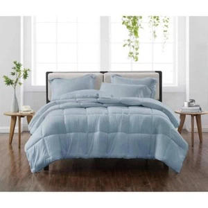 Cannon 3-Pcs Comforter Set Full/Queen Blue Solid 200-Thread Count Polyester - Picture 1 of 3