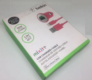 Belkin 1,2m USB Kabel KFZ Ladegerät LED iPhone SE 1 2 3 2. 3. Generation Pink - Bild 1 von 3