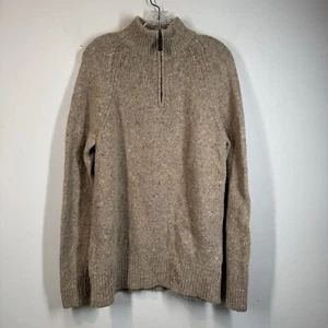 Garnet Hill Mens Knit 1/4 Zip Slim Sweater Sz XL Flecked Knit Alpaca Merino Wool - Picture 1 of 19