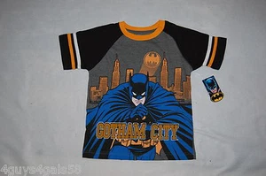 Boys S/S Tee Shirt BATMAN GOTHAM CITY Gray Black Orange SIZE 5-6 - Picture 1 of 2