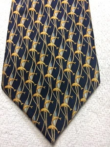 MUSEUM ARTIFACTS MENS TIE BLACK WITH GOLD DOLPHINS 3.75 X 61 - Picture 1 of 4