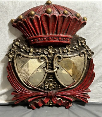 MCM Vintage FINESSE ORIGINALS Fiberglas Französisch Spanisch SCHILD Wappen KRONE - Bild 1 von 4