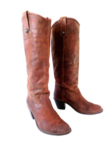 FRYE Jackie 76575 US 7M braune hohe Lederreitstiefel zum Überziehen MEXIKO - Bild 1 von 11