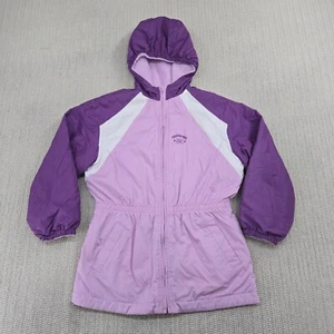 Vtg Osh Kosh Parka Jacket Girls 6 Purple Reversible Fleece Hooded Full Zip Y2K - Picture 1 of 15