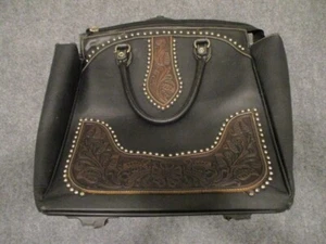 Montana West Luggage Black Tooling Vegan Leather Carry On Travel Bag Western - Picture 1 of 24