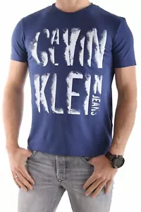T SHIRT CALVIN KLEIN J3EJ300061 BLEU - Foto 1 di 1