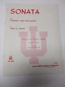 John L Heins Soanta for Clarinet & Percussion Sheet Music Southern Music Company - Picture 1 of 4