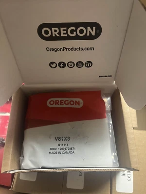 Paquete de 3 cadenas Oregon V81 para barra de 20 pulgadas, 81 eslabones de transmisión, paso de .325. Calibre 063 Foto 1 de 3