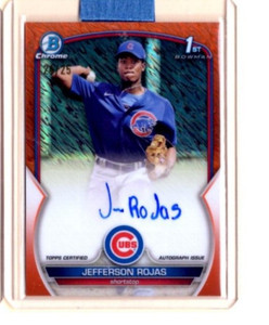 2023 Bowman Chrome Jefferson Rojas Orange Shimmer Refractor Auto #24/25  Cubs RC