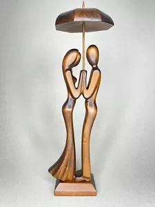 Hand carved wooden " Under Umbrella small " - Foto 1 di 8