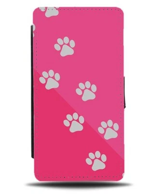Hot Pink Paw Print Flip Wallet Case Paws Prints Pet Groomers Dogs Dog si270 - Image 1 of 3