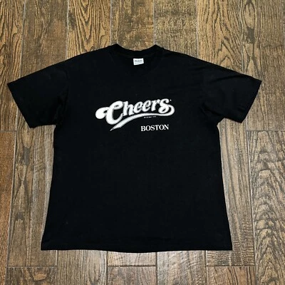 Camiseta negra vintage 1987 Cheers Boston Pub Bar puntada única 50/50 talla XL Foto 1 de 3