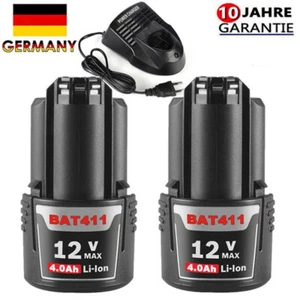 2X Para Bosch GBA 12V 4.0Ah Batería / Cargador BAT411 Li-ion GSR GDR GSA BAT412 GWI - Imagen 1 de 16