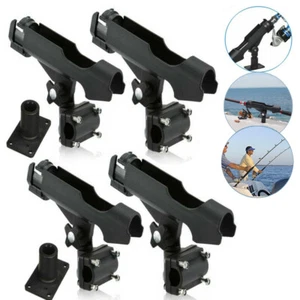 4PACKS Boat Fishing Pole Rod Holder Tackle Adjustable Side Rail Mount For Kayak - Picture 1 of 11