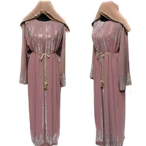 Último Diseño Mujeres Piedras Rosas Trabajo Abaya Jilbab Jalabiya - Imagen 1 de 6