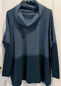 Poncho maglione donna Smartwool misto lana blu collo cappuccio taglia S nuovo con etichetta  - Foto 1 di 10