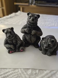 Schwarzbären Resin Figuren 3er Set Vintage Made In Taiwan  - Bild 1 von 7