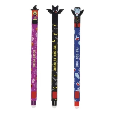 Set of 3 Halloween Gel pen With Erasable Ink Witch Bat for Halloween New - Bild 1 von 4
