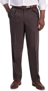 Haggar Iron Free Premium Classic Fit Pleat Front Khaki Pants - Espresso 32Wx30L - Picture 1 of 3