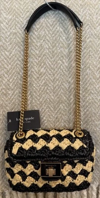 Kate Spade New York Evelyn Striped Crochet Raffia Sm Shoulder Crossbody Bag NEW - Image 1 of 4
