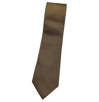 GUCCI Corbata Para Hombre 100% Seda LUJO Corbata Marrón Dorado Monograma Logo W:3.2" Usada en Excelente Condición Foto 1 de 4