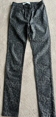 Ladies Faux Leather Animal Print Trousers Size 8 Long Brown Next Brand VGC Used - Image 1 of 4