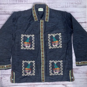 Vintage Guatemalan Handwoven Embroidered Aztec Quetzal Bird Shirt Folk Art - Picture 1 of 6