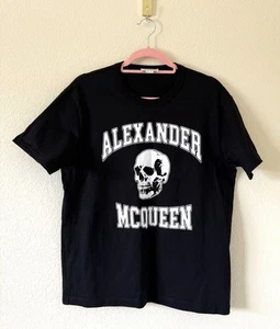 Alexander McQueen Herren schwarz-weiß Baumwolle Totenkopf Logo T-Shirt Größe Medium - Bild 1 von 6