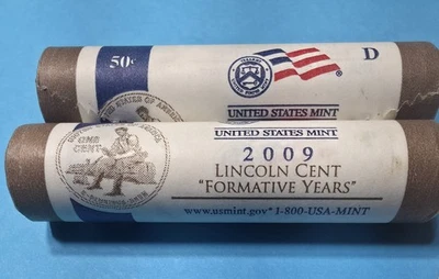 2009 P & D Lincoln Cent Formative Years - Sealed US Mint Rolls Uncirculated - Image 1 of 3