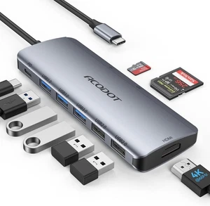 USB C Hub, Acodot 9 in 1 USB C auf 4K@60HZ HDMI Multiport Adapter, 3 USB 3.0 - Bild 1 von 7