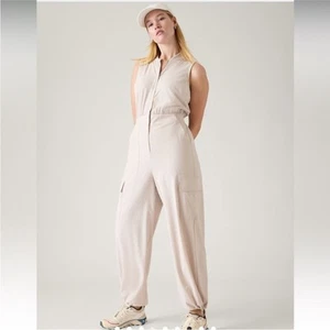 Athleta Brooklyn Utility Romper Jumpsuit 12 Petite 12 P Cream Sleeveless 2024 - Picture 1 of 16