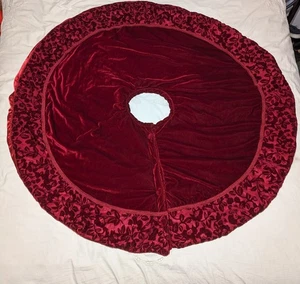 *Selten* Vintage rot/burgund Samt Knopfleiste Weihnachtsbaum Rock/Schal 51" (schwer) - Bild 1 von 12