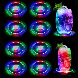8er Bunt LED Untersetzer, LED leuchtende untersetzer mit 7 Lichtmodi, acryl Rund - Bild 1 von 12