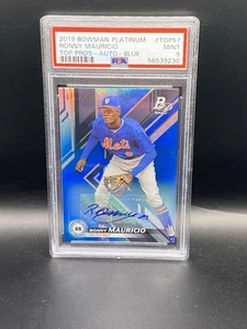2019 Bowman Platinum Ronny Mauricio Rookie Blue Auto #/150 Mets PSA 9 Mint - Picture 1 of 2