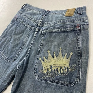 Vintage JNCO Jeans Shorts Mens 36 Blue Denim Baggy Crown Y2K Skater Grunge Jorts - Bild 1 von 18