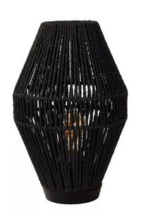 Tischlampe Papier Schwarz Schlafzimmer Modern 33,5 cm E27 Tischleuchte blendarm - Bild 1 von 5