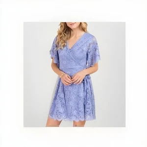 Francesca’s NWT periwinkle Purple Lace Wrap Dress Size Medium  - Picture 1 of 13