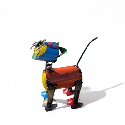 Handmade Metal Art Cat Multicolor Sculpture Home Garden Decor - Image 1 of 4