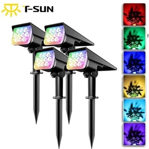 T-SUN 4× Solar Spot Lights Color Changing Outdoor Garden Lawn Pathway Lamp IP65 - Picture 1 of 13
